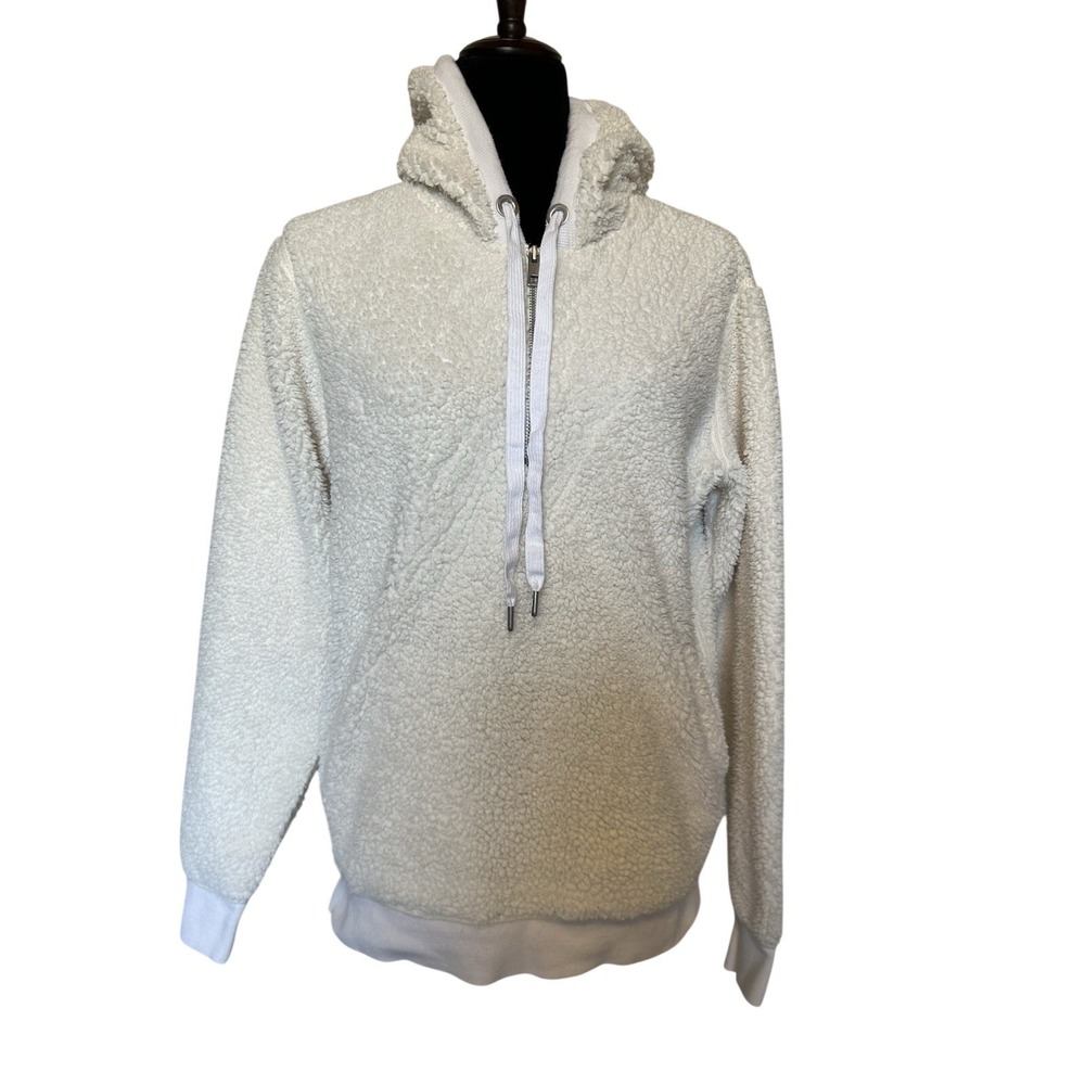 Rag and Bone Creamy White Faux Sherpa 1/4 Zip Hoodie Jacket